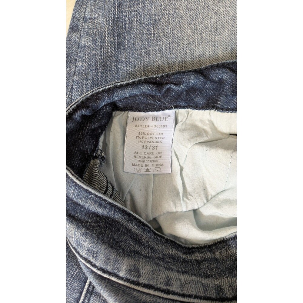 Judy Blue Size 13/31 JB88191 High Waist Raw Hem Relaxed Fit Jeans Charcoal Wash - Picture 7 of 10